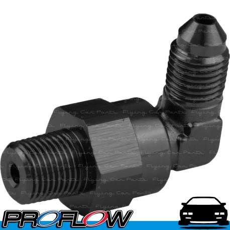 Male AN -6 (AN6) 90 Degree to 1/8" NPT Swivel Fitting Black