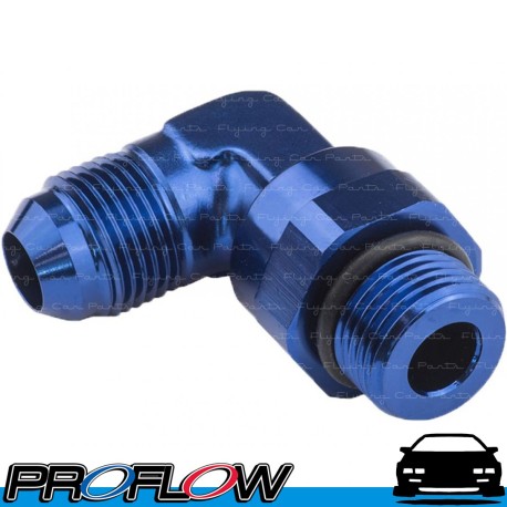 PROFLOW Male Flare AN -8 (AN8) 90 Degree to AN -8 (AN8) ORB Swivel Fitting Blue