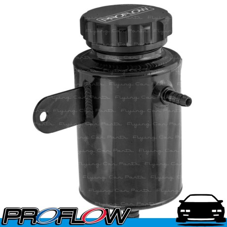 PROFLOW Power Steering Reservoir Remote Aluminium Universal 120mm x 90mm Barb Male 3/8", 1/2" Black
