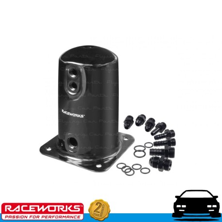 RACEWORKS 1.5L Surge Tank AN8 8AN Single Outlet Black Fuel Oil E85 Diesel