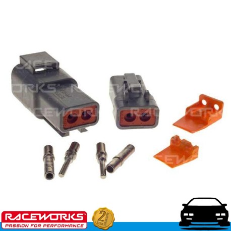 RACEWORKS Deutsch DTP 2 Way 25A Pins Connector Kit 12v Loom Wiring Electrical