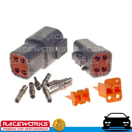 RACEWORKS Deutsch DTP 4 Way 25A Pins Connector Kit 12v Loom Wiring Electrical