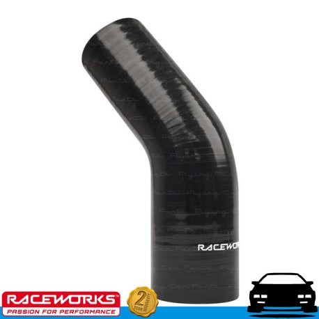 RACEWORKS Silicone Intercooler Hose 45deg Reducer 3.5" to 3.75" (89-95mm) Black