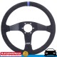 RACEWORKS MVP Black 350mm Suede Steering Wheel Flat w/ Black Stitching