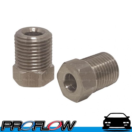 PROFLOW 2 x Male Tube Nuts Stainless Steel 7/16" x 24 for 3/16" Pipe